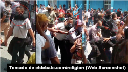 Combinación de imágenes de la detención del pastor Lorenzo Rosales Fajardo en Palma Soriano, Santiago de Cuba, el 11 de julio de 2021. La USCIRF está demandando seguimiento a este caso al Grupo de Trabajo de la ONU sobre la Detención Arbitraria.