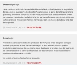 Algunos de los comentarios críticos dejados por los usuarios en el portal oficialista.