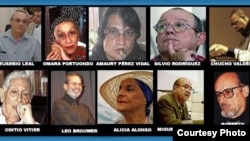 Algunos de los intelectuales firmantes del "Mensaje desde La Habana para amigos que están lejos", 2003.